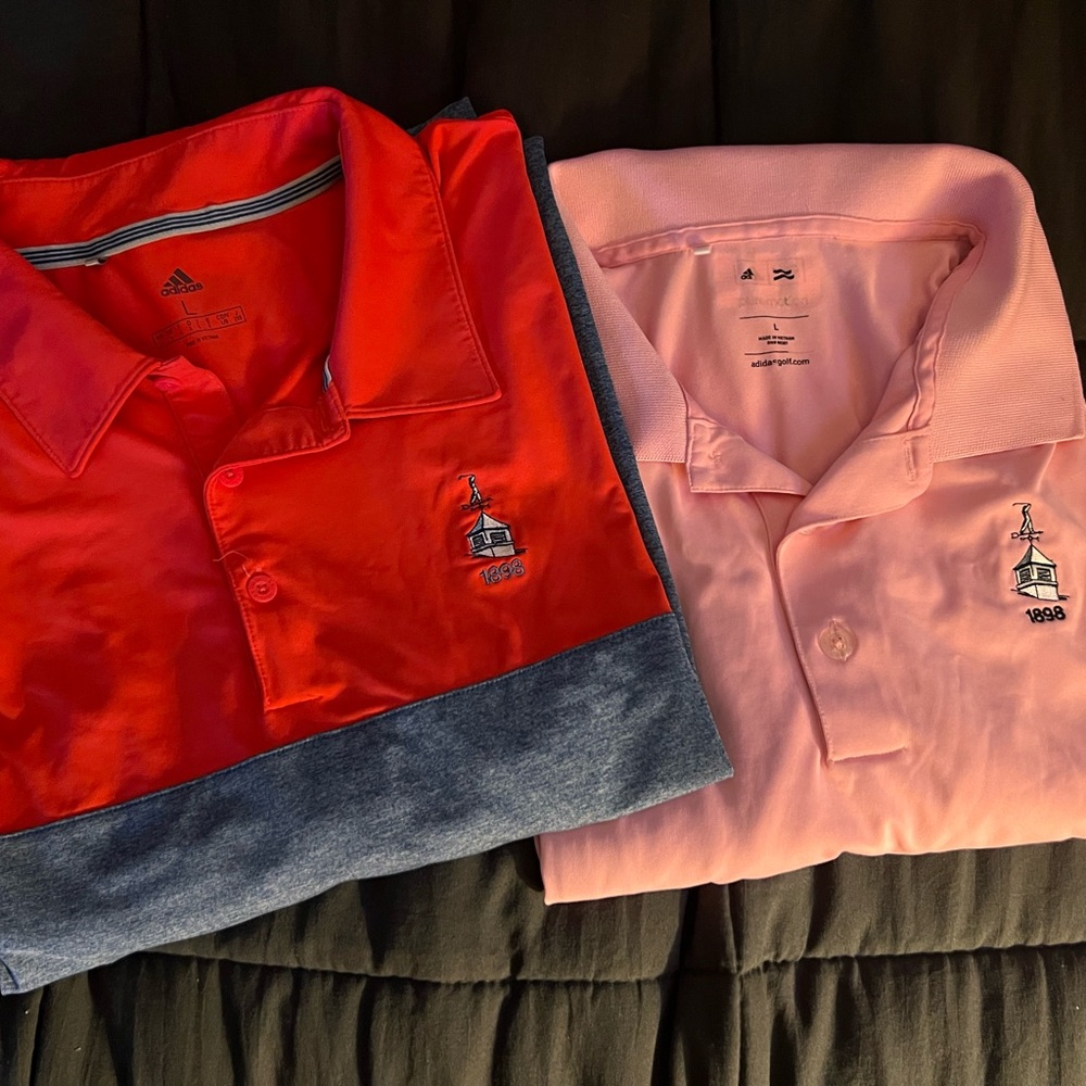 Adidas Men’s Polo Shirts (2) - Red & Pink (Large)